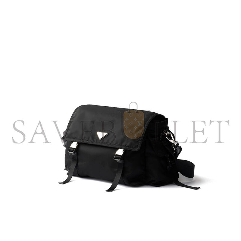 Pra*a explore re-nylon and leather bag 2vd082 (42*22*20cm)